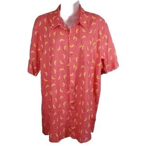 Tipsy Elves Pink Bananas Hawaiian Shirt SZ XL